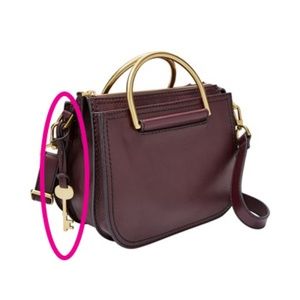 Fossil Ryder Mini Satchel hanging key in color fig